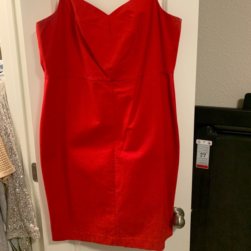 Red sheath dress with straps